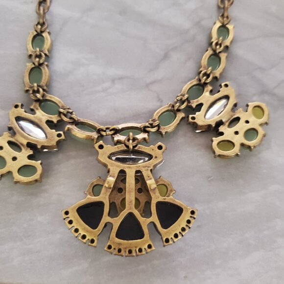 ✨ J.Crew Blue Green Rhinestones Crystals Cluster Statement Necklace ✨ - Picture 15 of 16